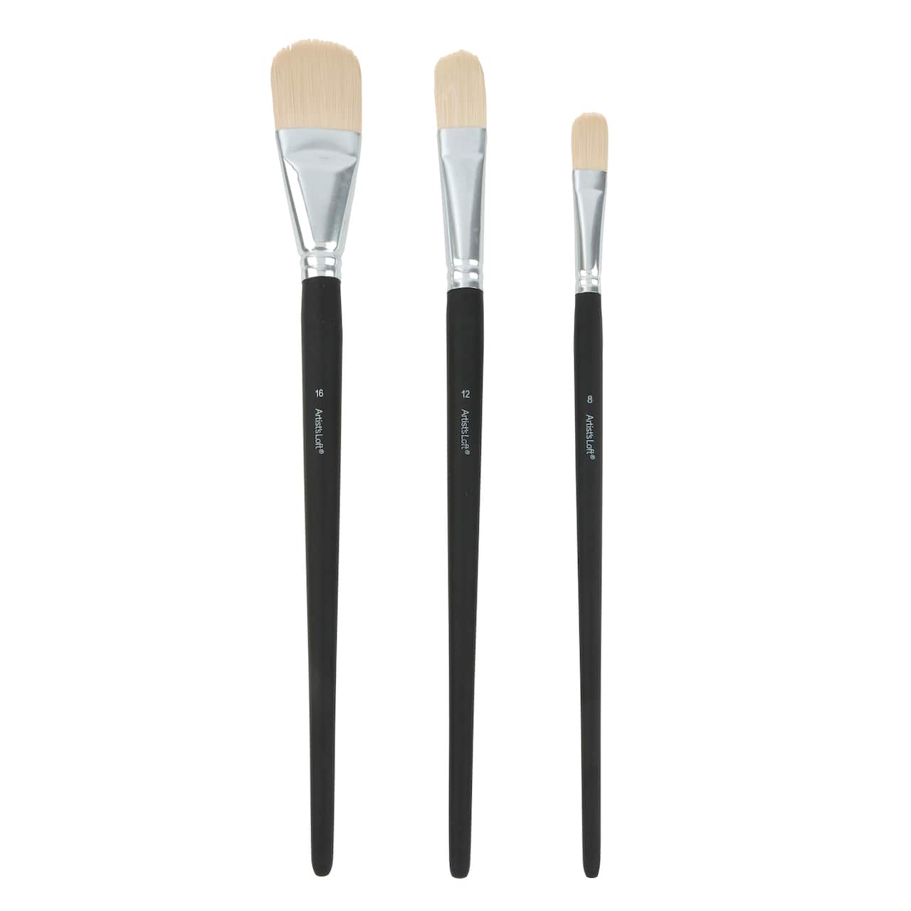 Filbert White Taklon 3 Piece Long Handle Oil & Acrylic Brush Set by Artist's Loft®